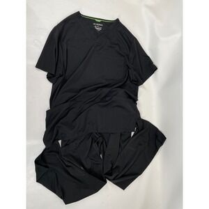 HH Works by Healing Hands Mens Black V-Neck Scrub Set Style 2590 Size Large